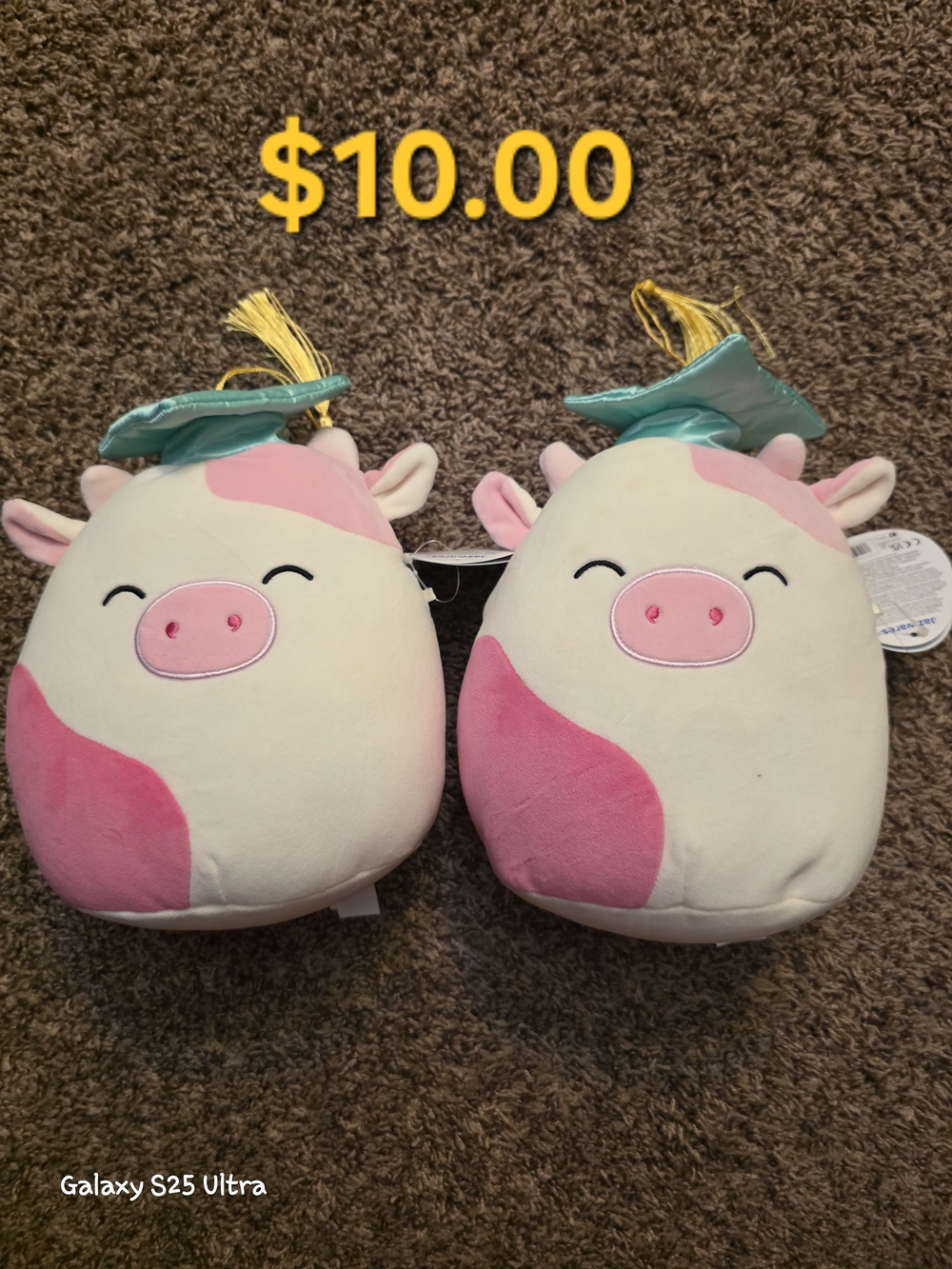 Squishmallows Pink & White Pig Clip-On Plush Pair